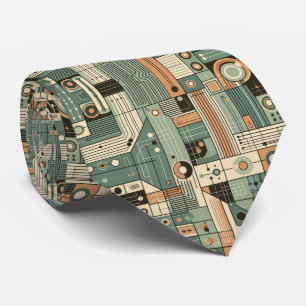 Abstract Circuit Board - Retro Mid Century Modern  Tie