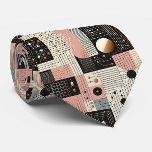 Abstract Circuit Board - Retro Mid Century Modern Tie