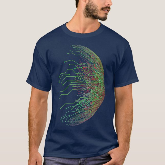 Abstract Circuit Board World Binary T-Shirt (Front)