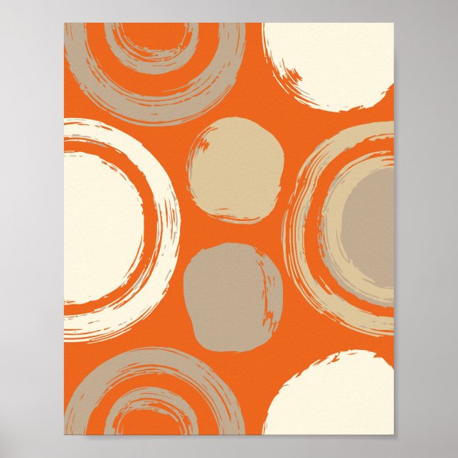 Abstract Circular Patterns on an Orange Background Poster (Front)