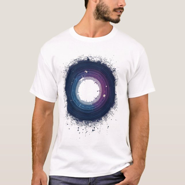 Abstract Circular Splash Art - Modern Digital Ink  T-Shirt (Front)