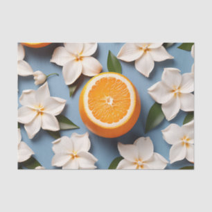 Abstract Citrus Orange and Flowers Tissue Paper