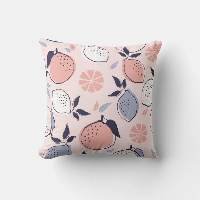Abstract Citrus Pattern of Lemon and Oranges in Pa Cushion (Front)