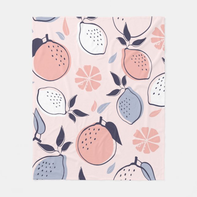 Abstract Citrus Pattern of Lemon and Oranges in Pa Fleece Blanket (Front)