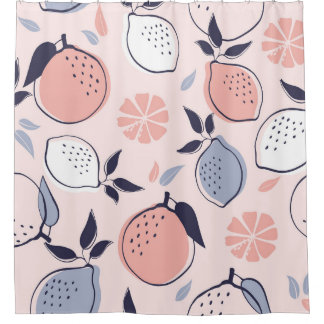 Abstract Citrus Pattern of Lemon and Oranges in Pa Shower Curtain