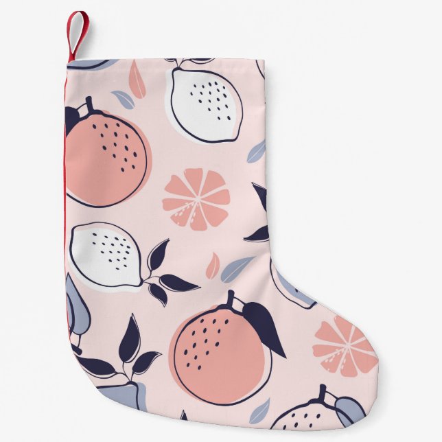Abstract Citrus Pattern of Lemon and Oranges in Pa Small Christmas Stocking (Front)