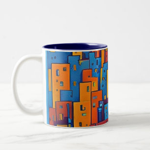 Abstract City Art Two-Tone Coffee Mug