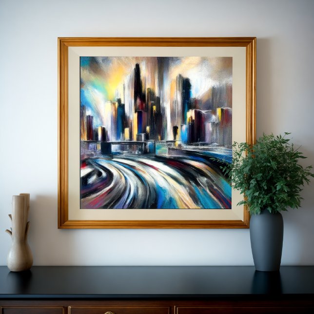 Abstract City Building Hard Pastel Drawing II Poster (Creator Uploaded)