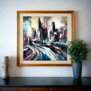 Abstract City Building Hard Pastel Drawing III Poster