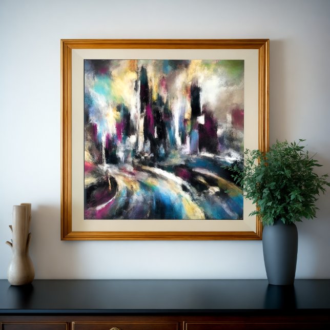 Abstract City Building Hard Pastel Drawing VII Poster (Creator Uploaded)
