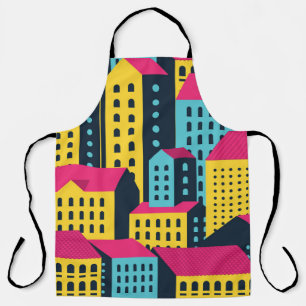 Abstract City Buildings Landscape Vintage Apron