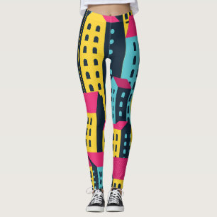 Abstract City Buildings Landscape Vintage Leggings