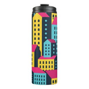 Abstract City Buildings Landscape Vintage Thermal Tumbler