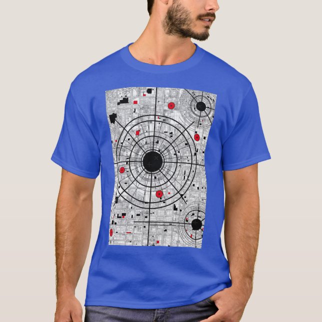 Abstract city plan geometric composition in Bauhau T-Shirt (Front)