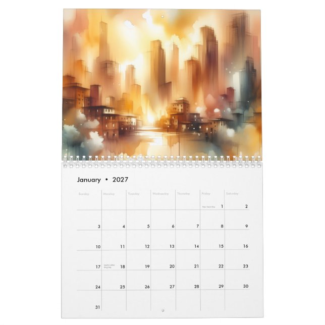 Abstract City Scape 12 Month Calendar (Jan 2027)