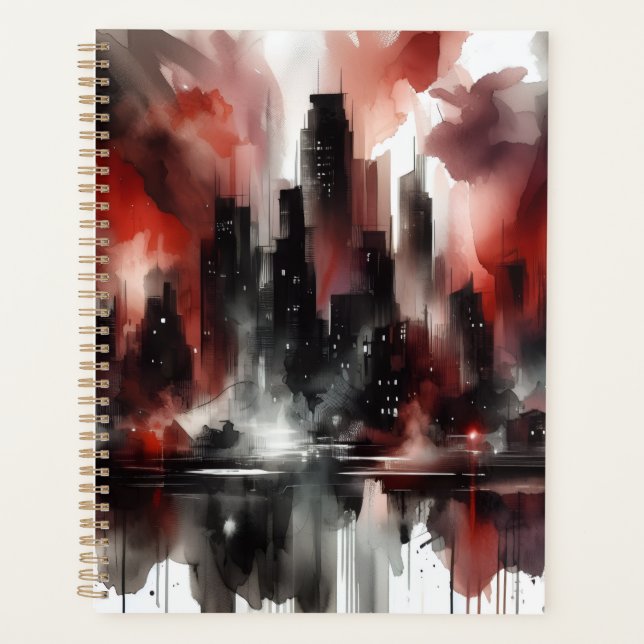 Abstract City Scape Canvas Art Print Planner (Front)