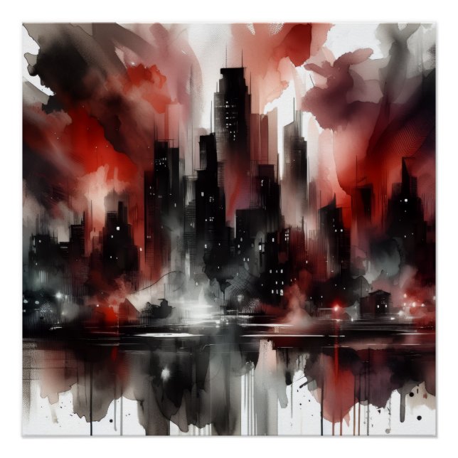 Abstract City Scape Glossy Poster (Front)