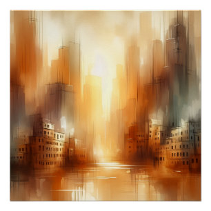 Abstract City Scape Glossy Poster