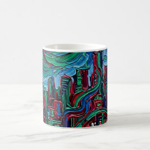 Abstract City Skyline Jewel Tone Coffee Mug