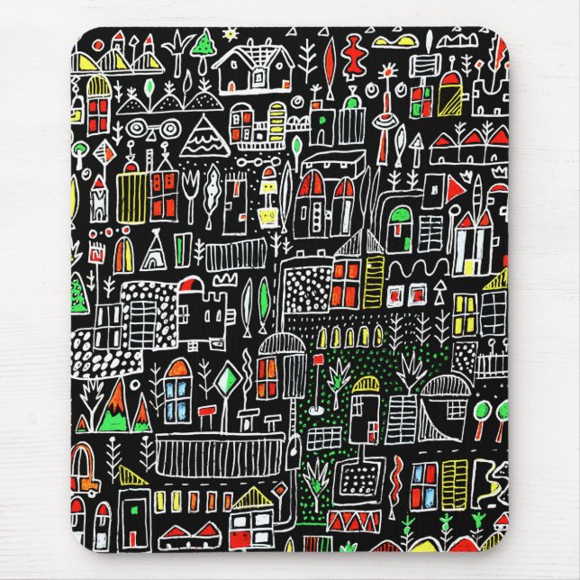 Abstract city whymsical art mouse pad (Front)