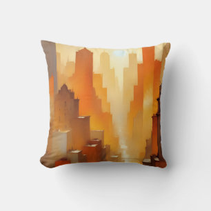 Abstract Cityscape Buildings Poster Background Art Cushion