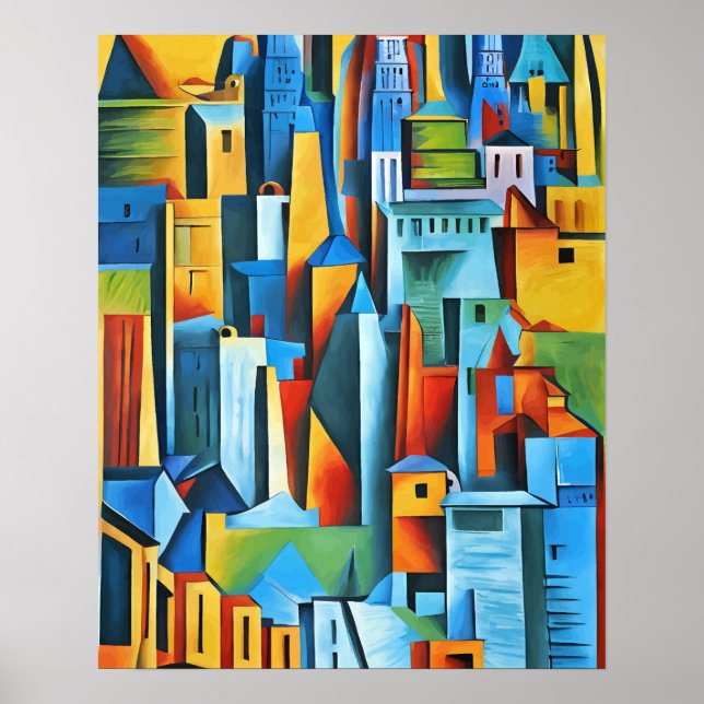 Abstract Cityscape Buildings Skyscrapers Art Poster (Front)