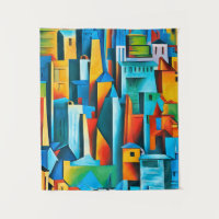 Abstract Cityscape Buildings Skyscrapers Art 