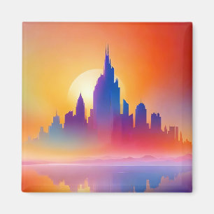 Abstract Cityscape Modern Architecture Background Magnet