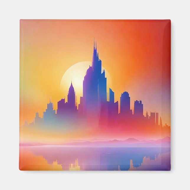Abstract Cityscape Modern Architecture Background  Magnet (Front)