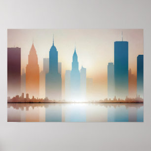 Abstract Cityscape Modern Architecture Background Poster