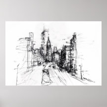 Abstract Cityscape View Sketch -