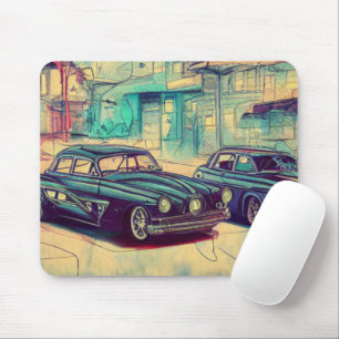 Abstract Classic Cars 1950s Mouse Pad