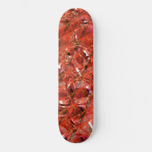 Abstract clear red with spots and crooked style skateboard