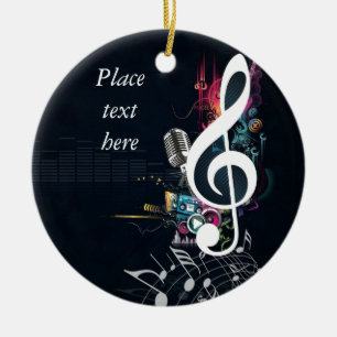 Abstract Cleft Note and Microphone Ceramic Tree Decoration