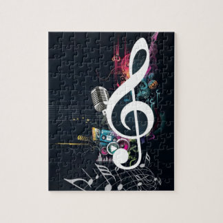 Abstract Cleft Note and Microphone Jigsaw Puzzle