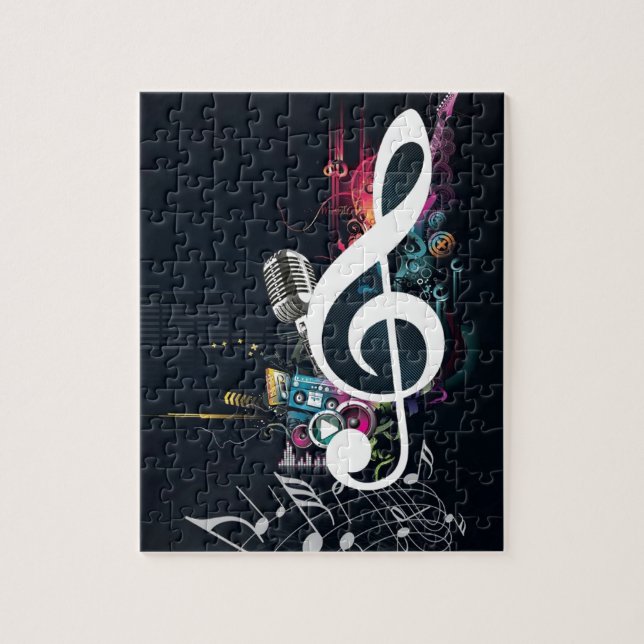 Abstract Cleft Note and Microphone Jigsaw Puzzle (Vertical)