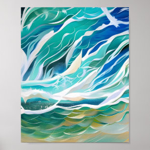 Abstract close up of a painting of a wave poster