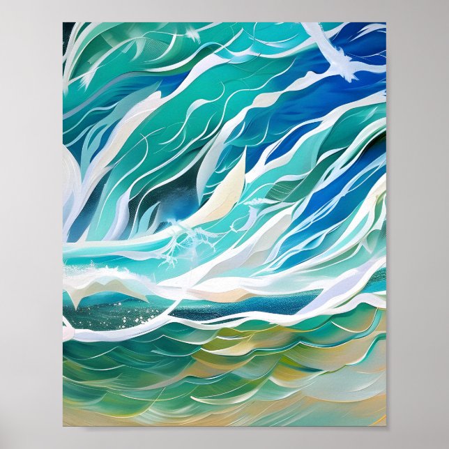 Abstract close up of a painting of a wave poster (Front)