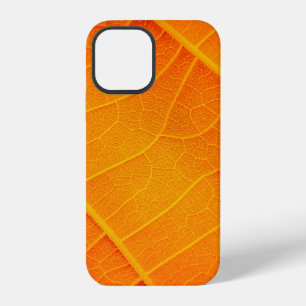 Abstract closeup of an orange and yellow leaf text iPhone 12 case