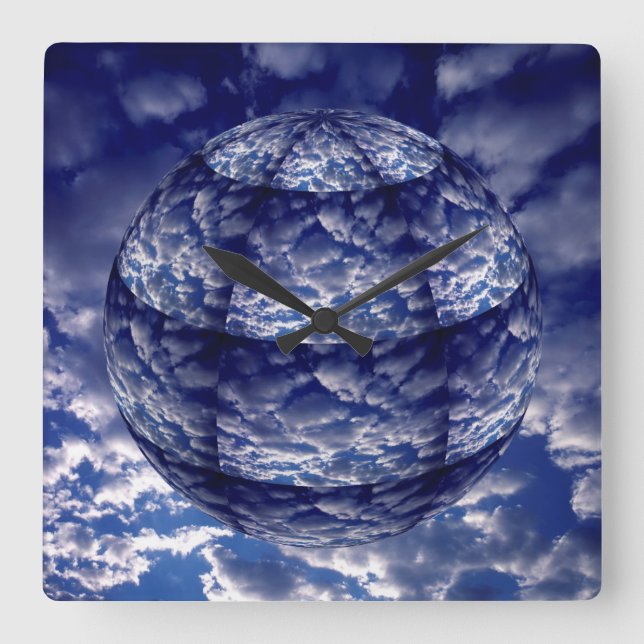 Abstract cloud 3D sphere Square Wall Clock (Front)