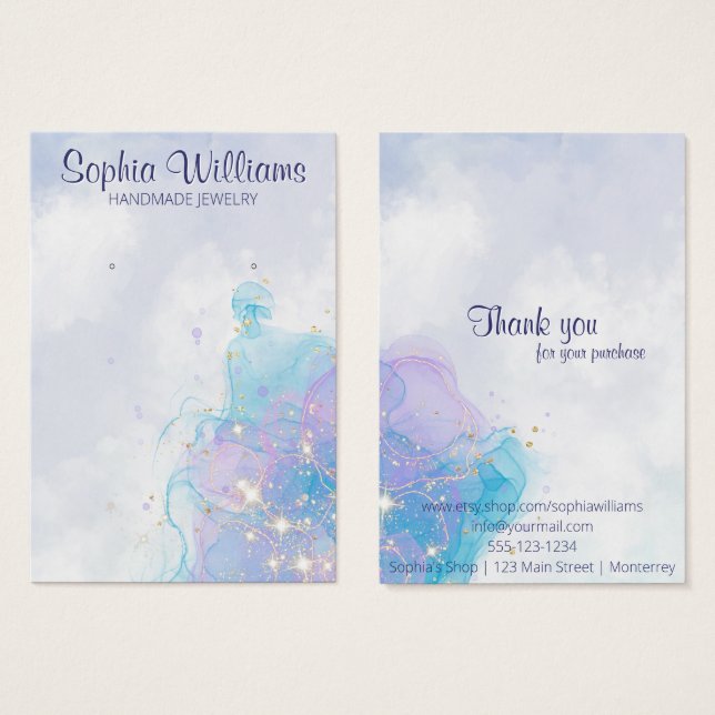 Abstract clouds earring jewellery display card (Front & Back)