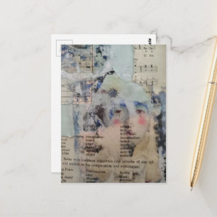 Abstract Clown Face Grunge Collage Postcard
