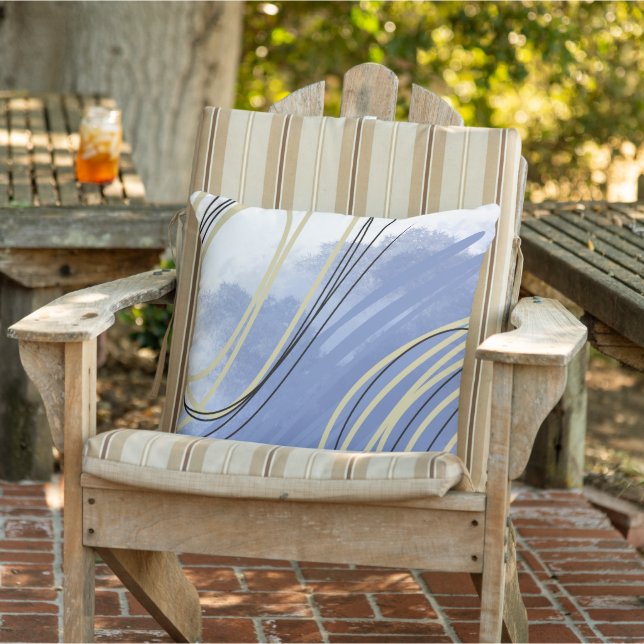 Abstract Coastal beach blue white gold Cushion (Chair)