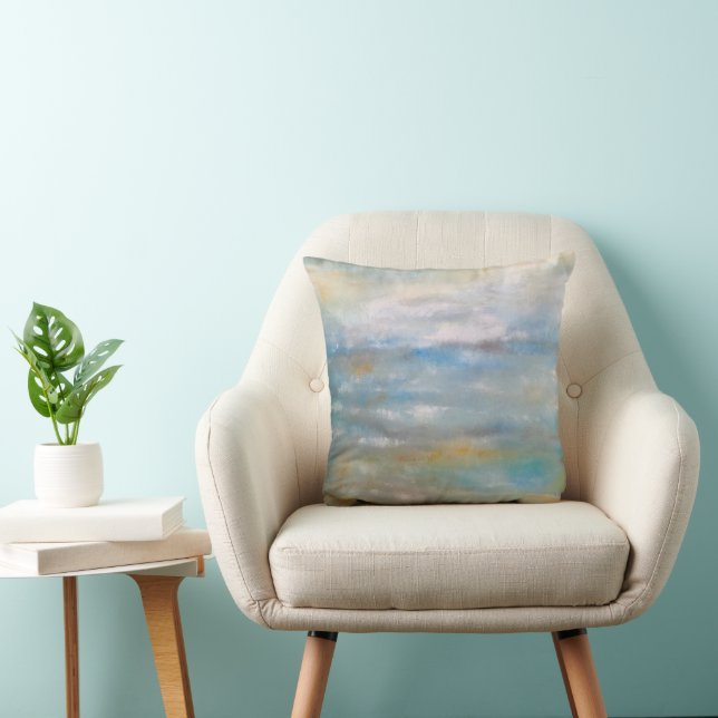Abstract Coastal Beach Ocean Clouds Painting Cushion (Chair)