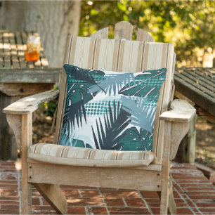 Abstract Coastal beach Tropical Leaf monstera Cushion
