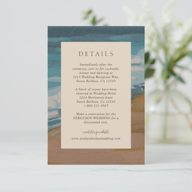 Abstract Coastal Chic Modern Wedding Enclosure Card (Standing Front)