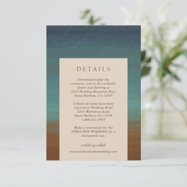 Abstract Coastal Chic Modern Wedding Enclosure Card (Standing Front)
