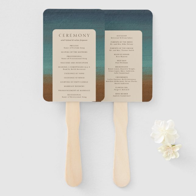 Abstract Coastal Chic Modern Wedding Hand Fan (Front and Back)