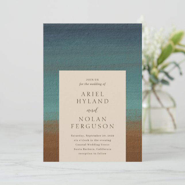 Abstract Coastal Chic Modern Wedding Invitation (Standing Front)