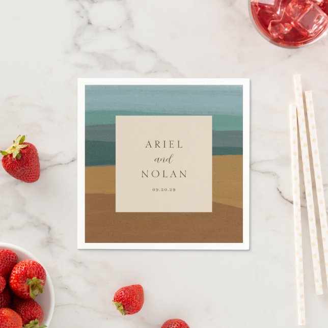 Abstract Coastal Chic Modern Wedding Napkin (Insitu)